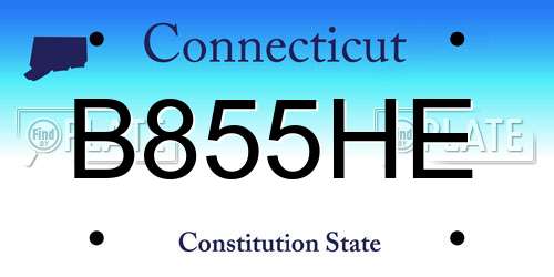 B855HE Connecticut License Plate