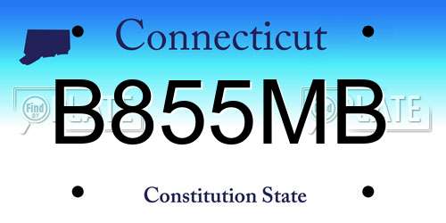 B855MB Connecticut License Plate