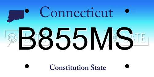 B855MS Connecticut License Plate