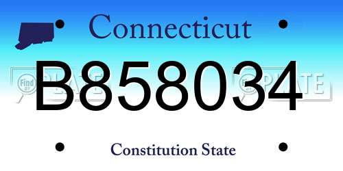 B858034 Connecticut License Plate
