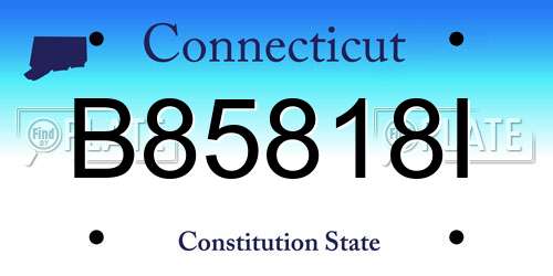 B85818I Connecticut License Plate