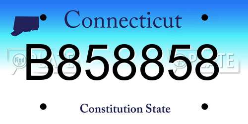 B858858 Connecticut License Plate