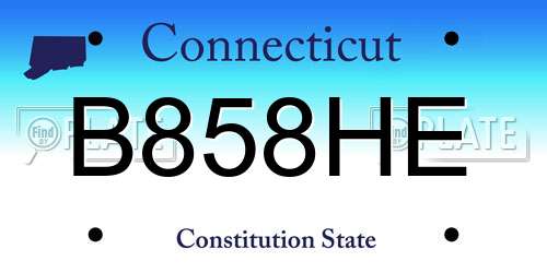 B858HE Connecticut License Plate