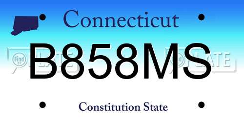 B858MS Connecticut License Plate