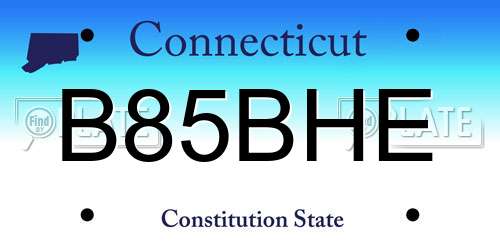B85BHE Connecticut License Plate