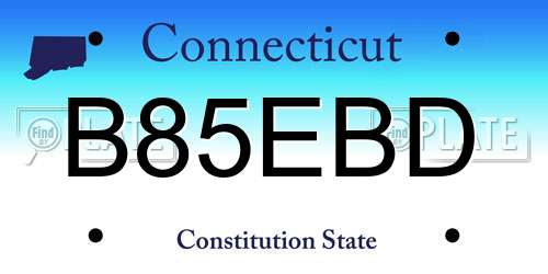 B85EBD Connecticut License Plate