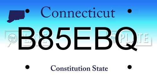 B85EBQ Connecticut License Plate