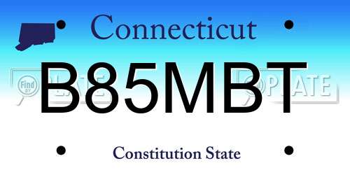 B85MBT Connecticut License Plate