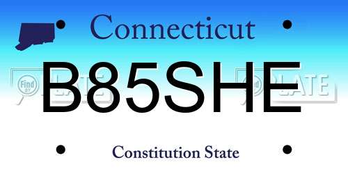 B85SHE Connecticut License Plate