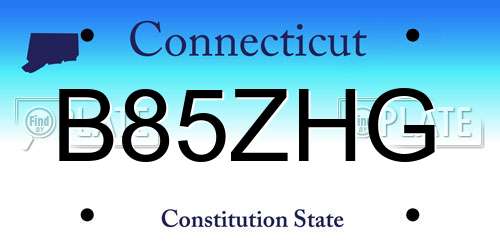 B85ZHG Connecticut License Plate