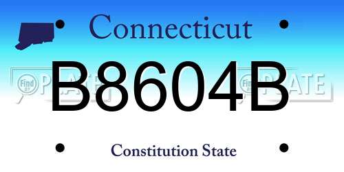 B8604B Connecticut License Plate