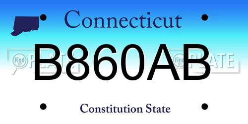 B860AB Connecticut License Plate