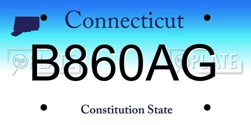 B860AG Connecticut License Plate