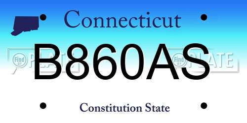 B860AS Connecticut License Plate