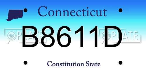 B8611D Connecticut License Plate