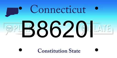 B8620I Connecticut License Plate