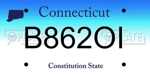 B862OI Connecticut License Plate