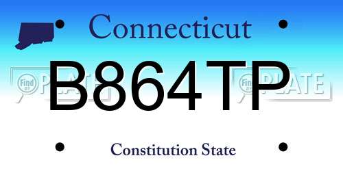 B864TP Connecticut License Plate