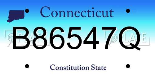 B86547Q Connecticut License Plate