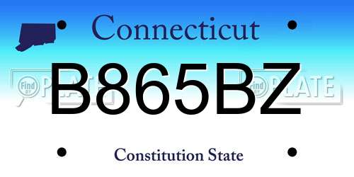 B865BZ Connecticut License Plate