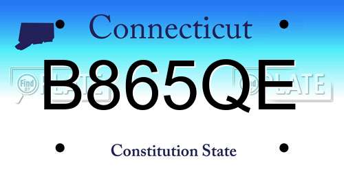 B865QE Connecticut License Plate