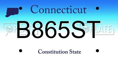 B865ST Connecticut License Plate