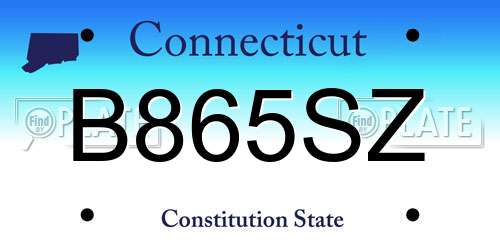 B865SZ Connecticut License Plate
