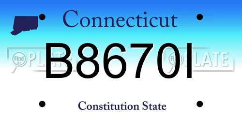 B8670I Connecticut License Plate