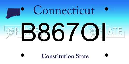 B867OI Connecticut License Plate