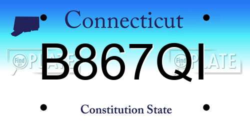 B867QI Connecticut License Plate