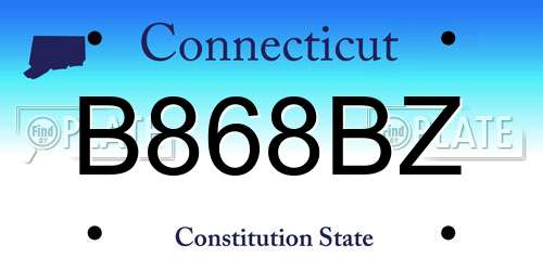 B868BZ Connecticut License Plate