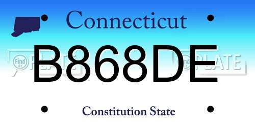 B868DE Connecticut License Plate