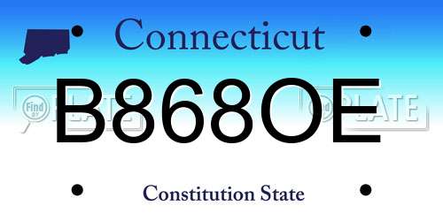 B868OE Connecticut License Plate