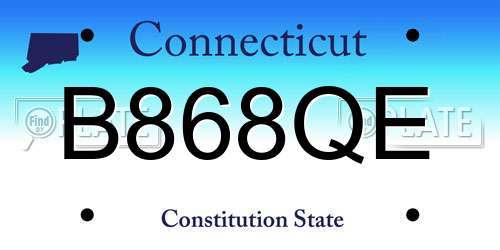 B868QE Connecticut License Plate