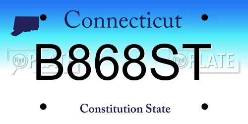 B868ST Connecticut License Plate