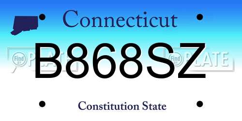 B868SZ Connecticut License Plate