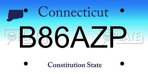 B86AZP Connecticut License Plate