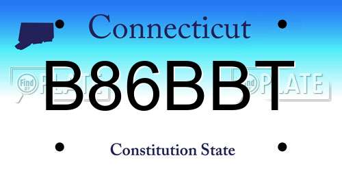 B86BBT Connecticut License Plate