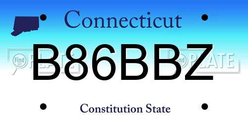 B86BBZ Connecticut License Plate