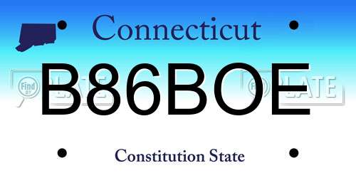 B86BOE Connecticut License Plate