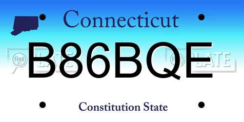 B86BQE Connecticut License Plate
