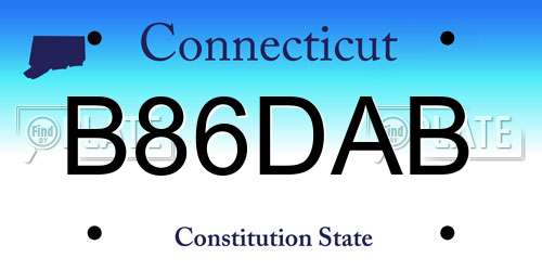B86DAB Connecticut License Plate