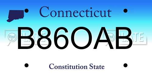 B86OAB Connecticut License Plate