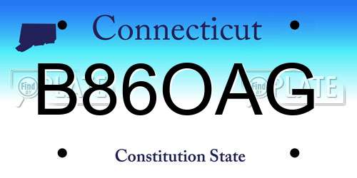 B86OAG Connecticut License Plate