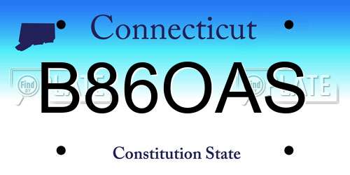 B86OAS Connecticut License Plate