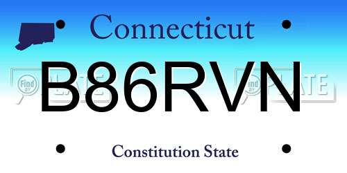 B86RVN Connecticut License Plate