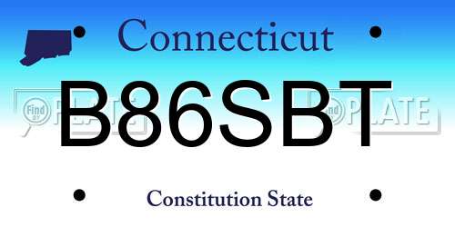 B86SBT Connecticut License Plate