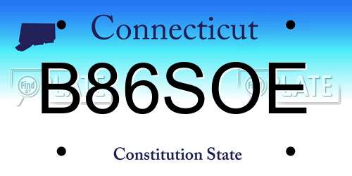 B86SOE Connecticut License Plate