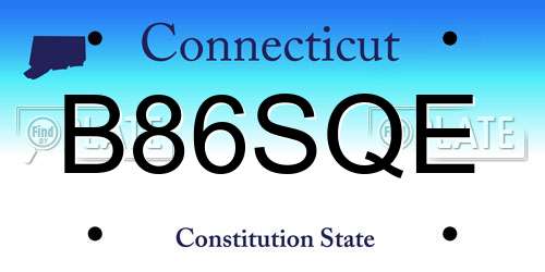 B86SQE Connecticut License Plate