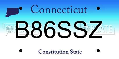 B86SSZ Connecticut License Plate